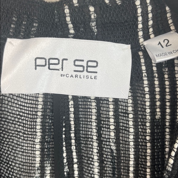 Per se by Carlisle black and white long sleeved thin blazer size 12. 52% linen - Picture 6 of 7